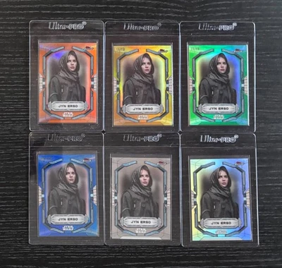 Topps Star Wars Finest Refractor 2022 Jyn Erso Rogue One naranja dorado verde azul Foto 1 de 2