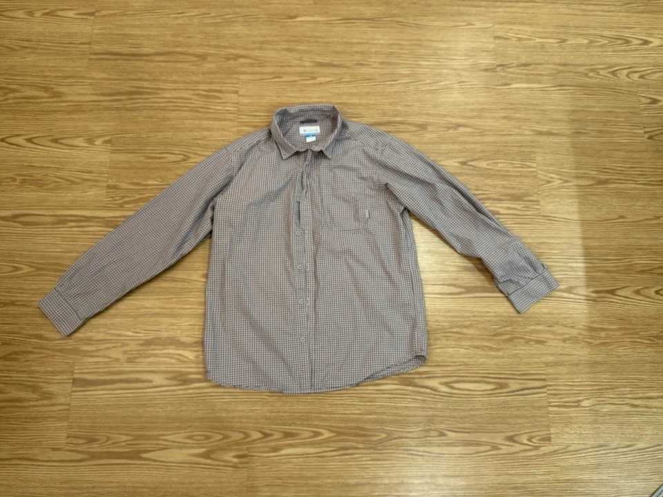 Camisa Columbia Para Hombres Talla Grande A Cuadros/A Cuadros Manga Larga Con Botones 100% Algodón Foto 1 de 4