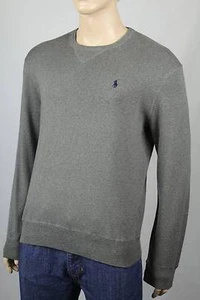 Polo Ralph Lauren Small S Grey Crewneck Sweater Navy Blue Pony NWT - Picture 1 of 1