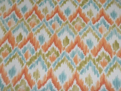 1 1/2 Yards 54" wide indoor outdoor peach green blue flame stitch fabric - Image 1 of 4