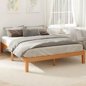 King Size Wood Bed Frame,No Spring Needed,Wooden Platform Bed Frame,Natural Pine - Picture 1 of 6