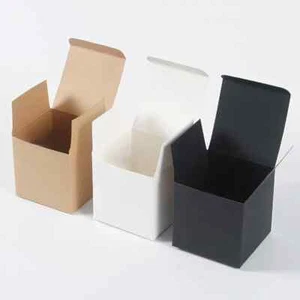 20PCS Square Kraft Gift Box Black White Brown Fold Cube Packaging For Birthday - Picture 1 of 16