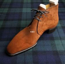 New Handmade Brown Chukka Suede Lace up Boot For Men