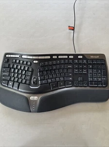 MICROSOFT Natural Ergonomic USB Wired Keyboard 4000 V1.0 Black KU-0462 Tested - Picture 1 of 19