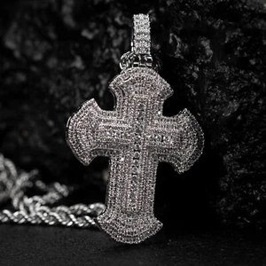 Collar de cadena colgante de cuerda circular totalmente helado Hip Hop para hombre - Imagen 1 de 4