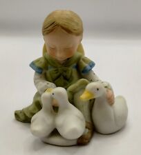 Vintage 1979 Holly Hobbie With Ducks Geese Ceramic Bisque Figurine