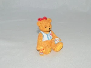 Genuine 1996 Bronson Collectibles : Bear Sitting - Honey And Tea w/ Red Bow - Picture 1 of 8
