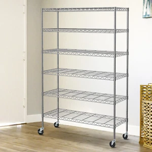 6 Tier Wire Shelving Adjustable Metal Shelf High Quality Garage Storage Rack - Picture 1 of 12