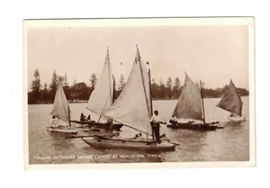 Vintage Postcard - Tongan Outrigger Sailing Canoes at Nukualofa, Tonga. - Imagen 1 de 2