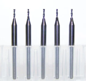 (5) 1.00mm (.0394") CARBIDE END MILL 2 FLUTE DOWN CUT SOFT PLASTIC WOOD LBE-100 - Picture 1 of 2