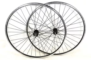 700c Hybrid Bike wheel 622 - 19 multi-speed front rear pair Black Standard axle - Picture 1 of 7