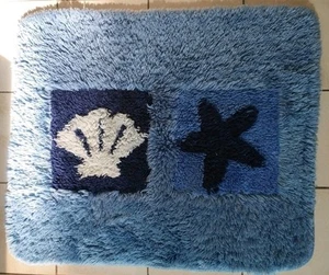 2-tlg. Badezimmerteppich Set – Strandoptik in Blau - Bild 1 von 2