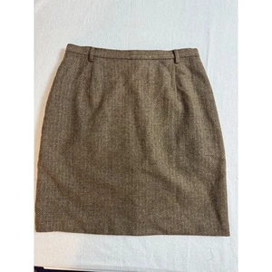 Eddie Bauer alias gerader Rock Damengröße 10 Tall Fischgrätmuster Wollmischung - Bild 1 von 12