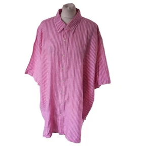 Polo Ralph Lauren Shirt Mens 3XB 100% Linen Pink Stripe Short Sleeve Classic Fit - Picture 1 of 12