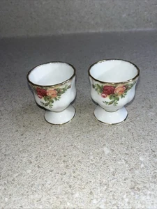 H895~  Royal Albert Old Country Roses Egg Cup Set – Set of 2, 2.25" Tall - Picture 1 of 7