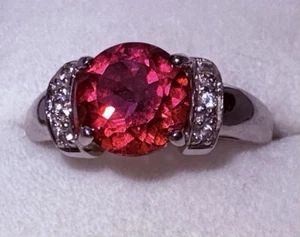 Gems/TV Gemporia 9k Red Topaz White Gold Ring - Picture 1 of 4
