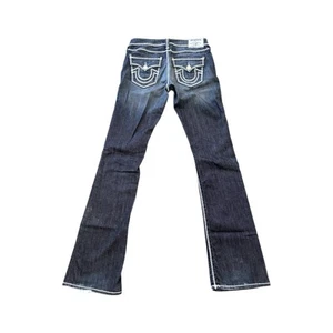 True Religion Women’s 27 x 34.5 Low-Rise Bootcut Dark Jeans Y2K Horseshoe Pocket - Bild 1 von 8