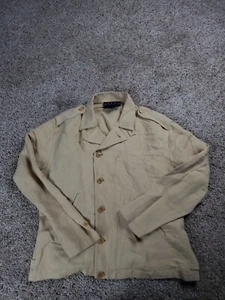 Vintage Ralph Ralph Lauren Jacket Medium Womens Brown Linen Blend Button Up - Picture 1 of 16