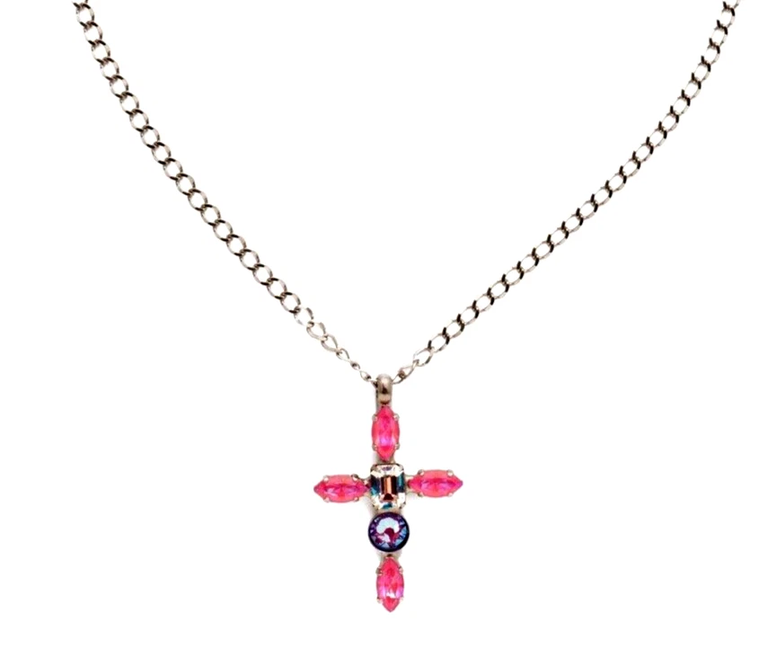 Collar Cristales Cruz Diaria Colección Rosa Eléctrico Firmado por Sorrelli Foto 1 de 3