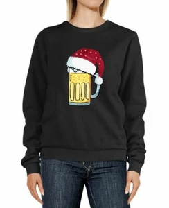 Sweatshirt Damen Weihnachten lustig Bier Trinken Bierglas Weihnachtsmotiv - Bild 1 von 2