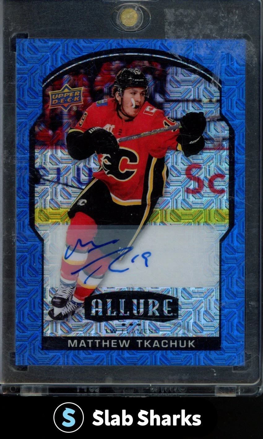 2020 UPPER DECK ALLURE MATTHEW TKACHUK #64 BLUE LINE AUTO /35