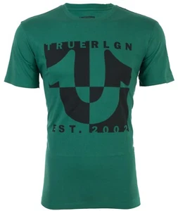 $69 TRUE RELIGION Green HORSESHOE SPLIT Short Sleeve Designer Graphic T-shirt - Picture 1 of 7