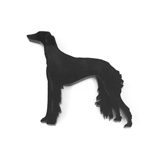Saluki Dog Brooch Badge Pin Scarf Fastener in Black Acrylic - Picture 1 of 1
