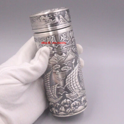 Botella de agua de plata fina maciza 999 aislamiento térmico barco patrón botella china Foto 1 de 4