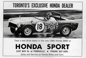 Honda S-600 Roadster 1966 anuncio impreso original de carreras - Imagen 1 de 1