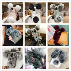 Soft Warm Fluffy Faux Fur Diamond Love Case Comfy Furry Phone Cover For Samsung - Picture 1 of 16