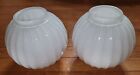 (2) Vintage Ribbed White Glass Ceiling Lamp Shade Ball Globes Modern MCM 25 1/2"