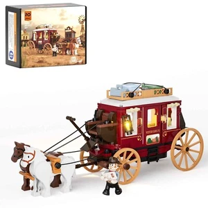FUNWHOLE F9052 Western Stagecoach Building Bricks w/ Light Kit 293 PCS(AU Stock) - Picture 1 of 16
