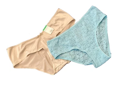 2 Bragas Hipster Talla L Azul Alfani Encaje Transparente Morgan Taylor Desnudo Sólidas Foto 1 de 4