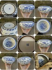 Antique Chinese Porcelain Blue &White 5 Clawed Dragon Bowl 4 Character Mark 
