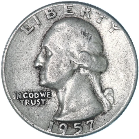 1957 (P) Washington Quarter 90% Silver Fine FN See Pics U480 Cover