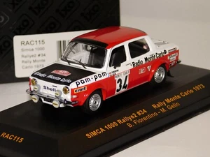 SIMCA 1000 RALLYE2 #34 FIORENTINO MONTE CARLO RALLY 1973 IXO RAC115 1/43 - Picture 1 of 1