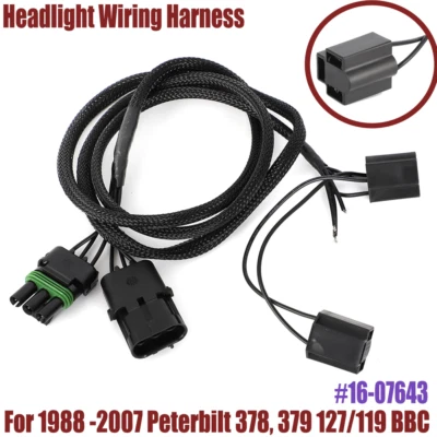 Headlight Wiring Harness For 1988 -2007 Peterbilt 378, 379 127/119 BBC #16-07643 Foto 1 de 4