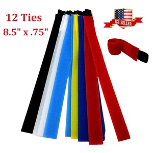 12 Reusable Cable Ties Cable Management 8.5"x.75" Strap Hook And loop Closure - Afbeelding 1 van 7