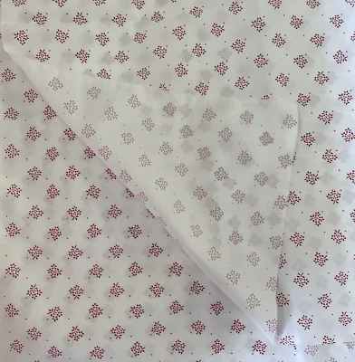 Nylon Fabric White Red Ditzy Flowers Dots 3 7/8 Yards x 62 inches Vintage - Image 1 of 4