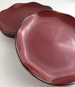 SET 4 -Southern Living at Home CINNABAR 8” Salad Dessert Plate Red Scallop Flute - Picture 1 of 10