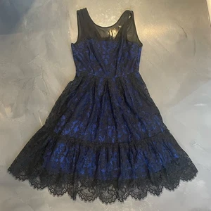 Vestido de encaje Anthropologie Moulinette Soeurs para mujer talla 4 negro y azul mezcla de seda - Imagen 1 de 13