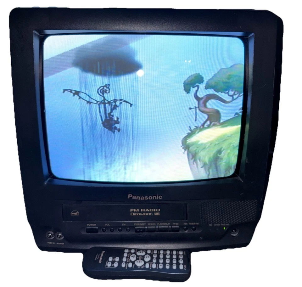 松下 CRT 电视/VCR 组合 13 英寸 PV-C1322 黑色 带远程工作 VCR — 第 1/4 张图片