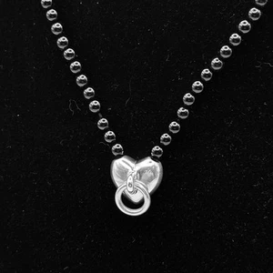 Tiffany & Co Silber Herz Klopfen & schwarzer Onyx Halskette / Choker RAR - Bild 1 von 8