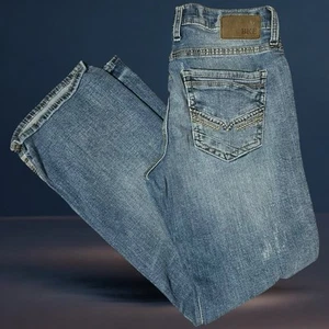 Men's BKE Buckle Stretchy Jake Boot Leg Jeans 33R(33x32 ) Distressed  - Picture 1 of 18