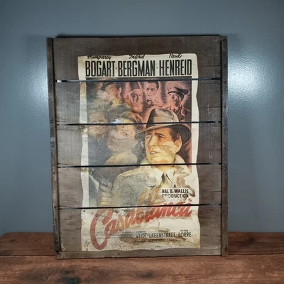 Casablanca Movie Posteron wood slats Vintage Hollywood Film Classic - Image 1 of 4