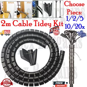 1/20x Cable Tidy Wire Organising Kit Home Office PC TV CCTV Spiral Tube Wrap Lot - Picture 1 of 12