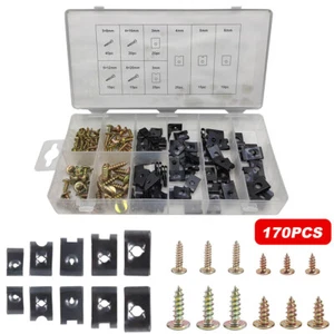170tlg Blechmuttern & Schrauben Sortiment Auto Karosserie Kotflügelschrauben Set - Bild 1 von 8