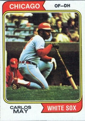 1974 Topps #195 Carlos May Chicago White Sox EX - Image 1 of 2
