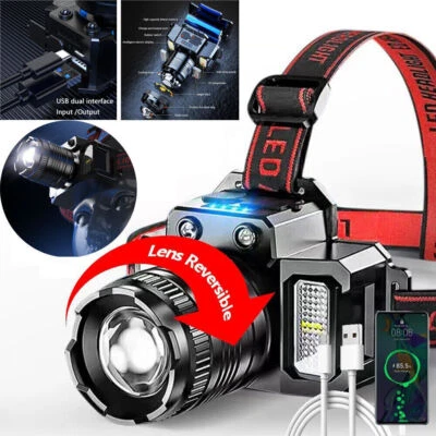 99000000LM Stärkste wiederaufladbare LED-Stirnlampe Superhelles Kopf-Taschenlamp - Bild 1 von 4