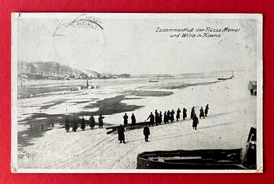 AK KOWNO in Litauen 1. WK 1916 Typen am Ufer der Memel und Wilia  ( 156706 - Bild 1 von 2